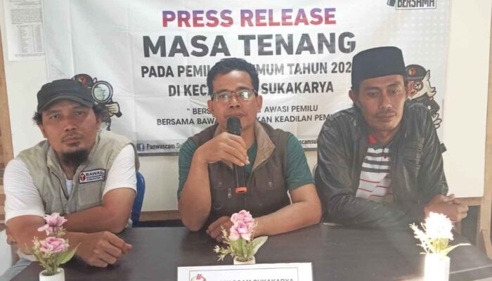 Masa Tenang, Panwascam Sukakarya Gelar Press Realese