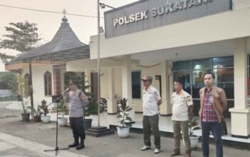 Polsek Sukatani Gelar Apel Gabungan Pengamanan Malam Takbir Idul Adha 1445 H Bersama Unsur Muspika