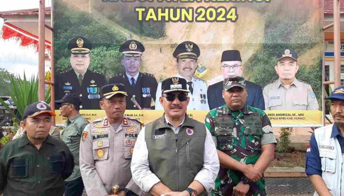Dandim 0417/Kerinci Bersama Firkompimda Kabupaten Kerinci Hadiri Apel Kesiapsiagaan Penanggulangan Bencana 