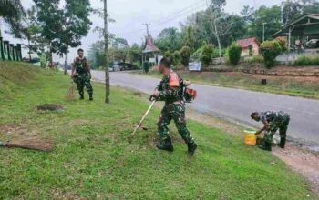 Pembersihan Pangkalan Pos Ramil Singkut Sebagai Wujud Kepedulian Lingkungan