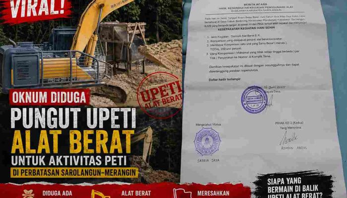 Viral! Oknum Diduga Pungut Upeti Alat Berat untuk Aktivitas PETI di Perbatasan Sarolangun–Merangin