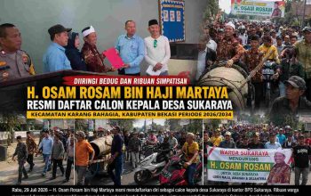 Diiringi Bedug dan Simpatisan, H. Osam Rosam Resmi Daftar Calon Kepala Desa Sukaraya
