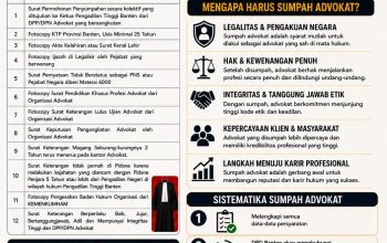 DPD FERADI WPI Banten Buka Pendaftaran Penyumpahan Advokat di Pengadilan Tinggi Banten, Wujudkan Advokat Profesional, Berintegritas, dan Berkualitas.