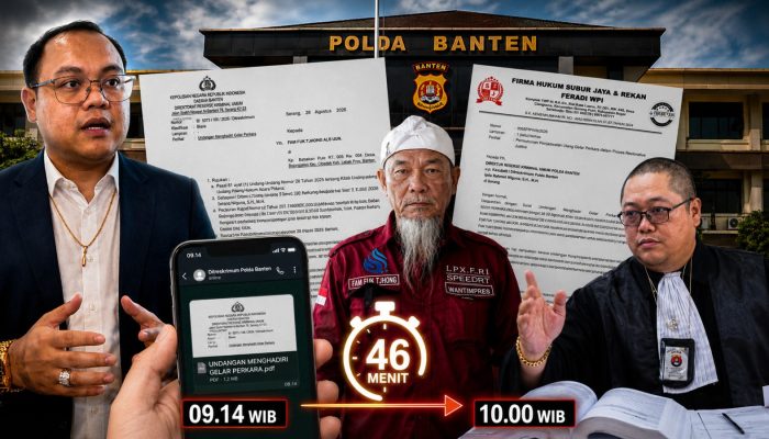Undangan Gelar Perkara Diterima 46 Menit Sebelum Agenda, Revan Kuasa Hukum Uun Minta Penjadwalan Ulang, Penyidik Polda Banten Perlu Belajar Kepatutan Bersurat