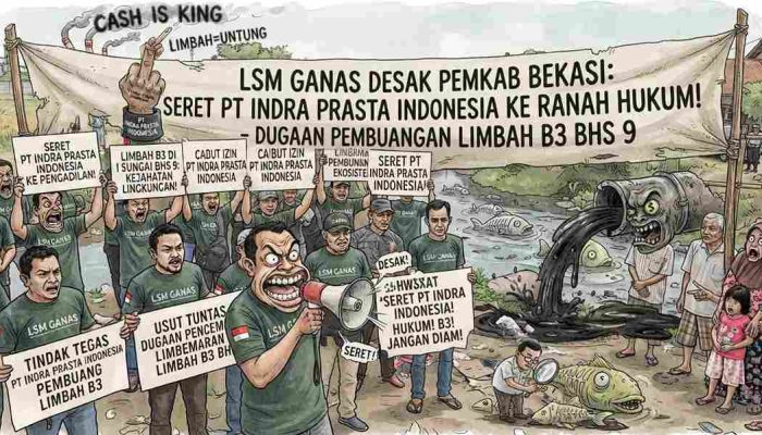 Dugaan Limbah B3 Cemari Sungai BHS 9, LSM Ganas Desak Pemkab Bekasi Seret PT Indra Prasta ke Ranah Hukum